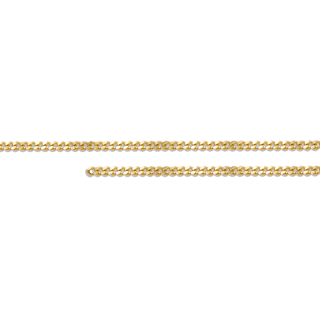 10K Yellow Gold Solid Curb Chain 
Length: 22"
Width: 2mm
Finish: Po