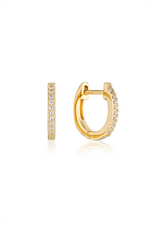 Load image into Gallery viewer, Yellow Sterling Silver Cubic Zirconium Polished Huggie Earrings
Earri