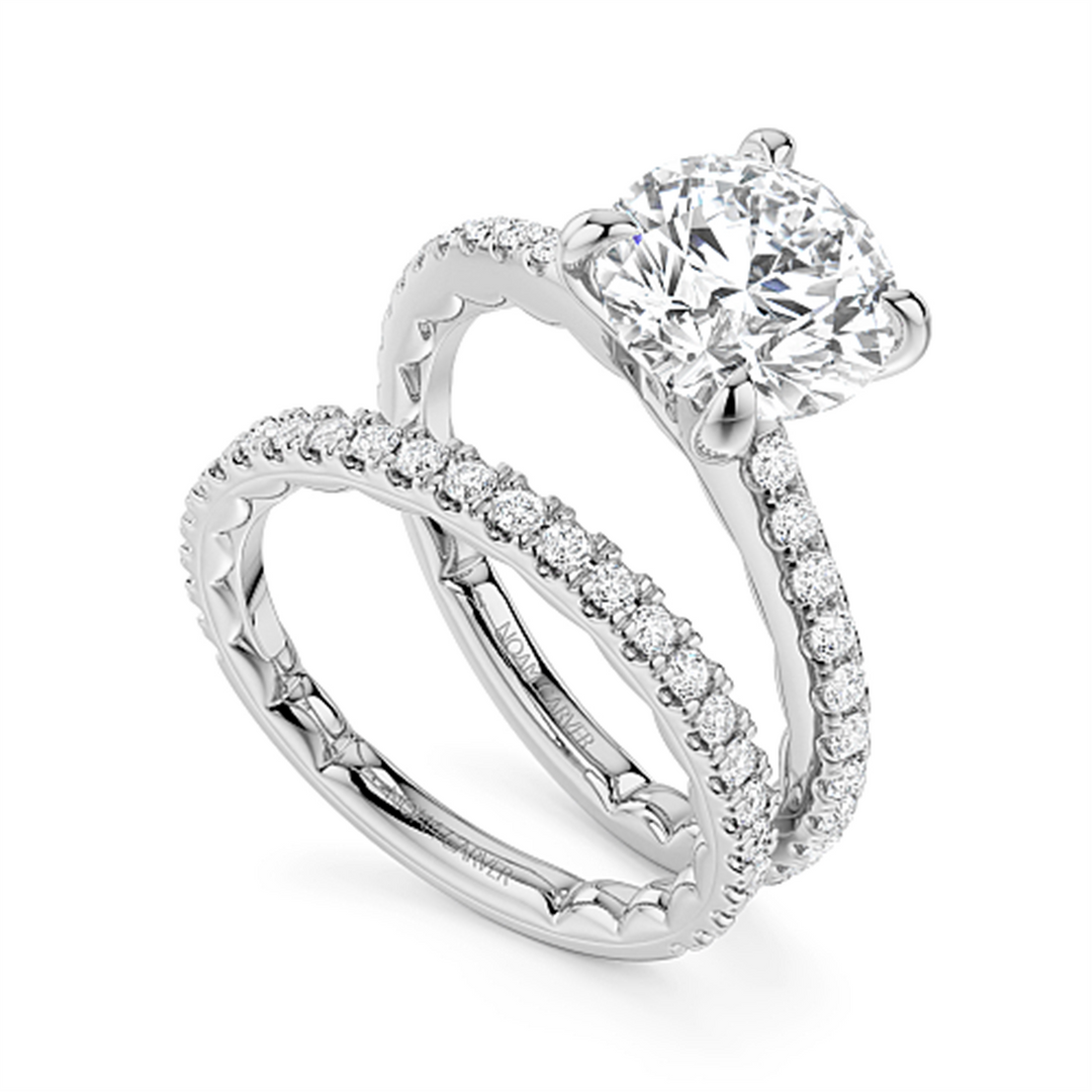 White Gold Side Stones Diamond Engagement Ring Semi-Mount
Fits Centre