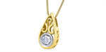 Load image into Gallery viewer, 10K Yellow &amp; White Gold Diamond Teardrop Polished Pendant Necklace
