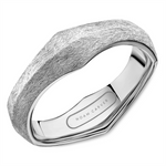 Load image into Gallery viewer, Men's White Gold Ridged Band with Diamond Brushed Finish 
Top Width: