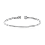 Load image into Gallery viewer, White Sterling Silver Twist Bangle 
Top Width: 2.8mm
Length: 7.25&quot;

