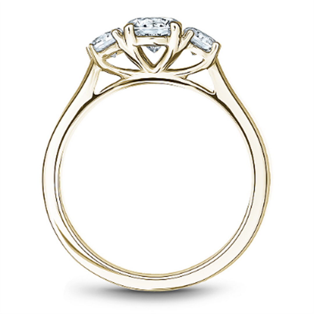 14K Yellow Gold 3 Stone Round Diamond Engagement Ring