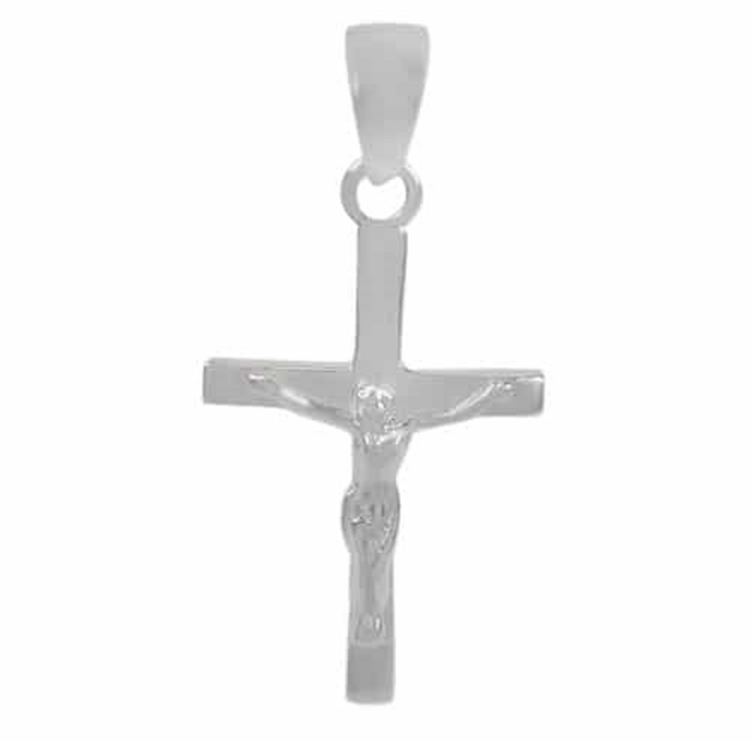 Sterling Silver Polished Crucifix Religious Pendant 
Length: 26mm