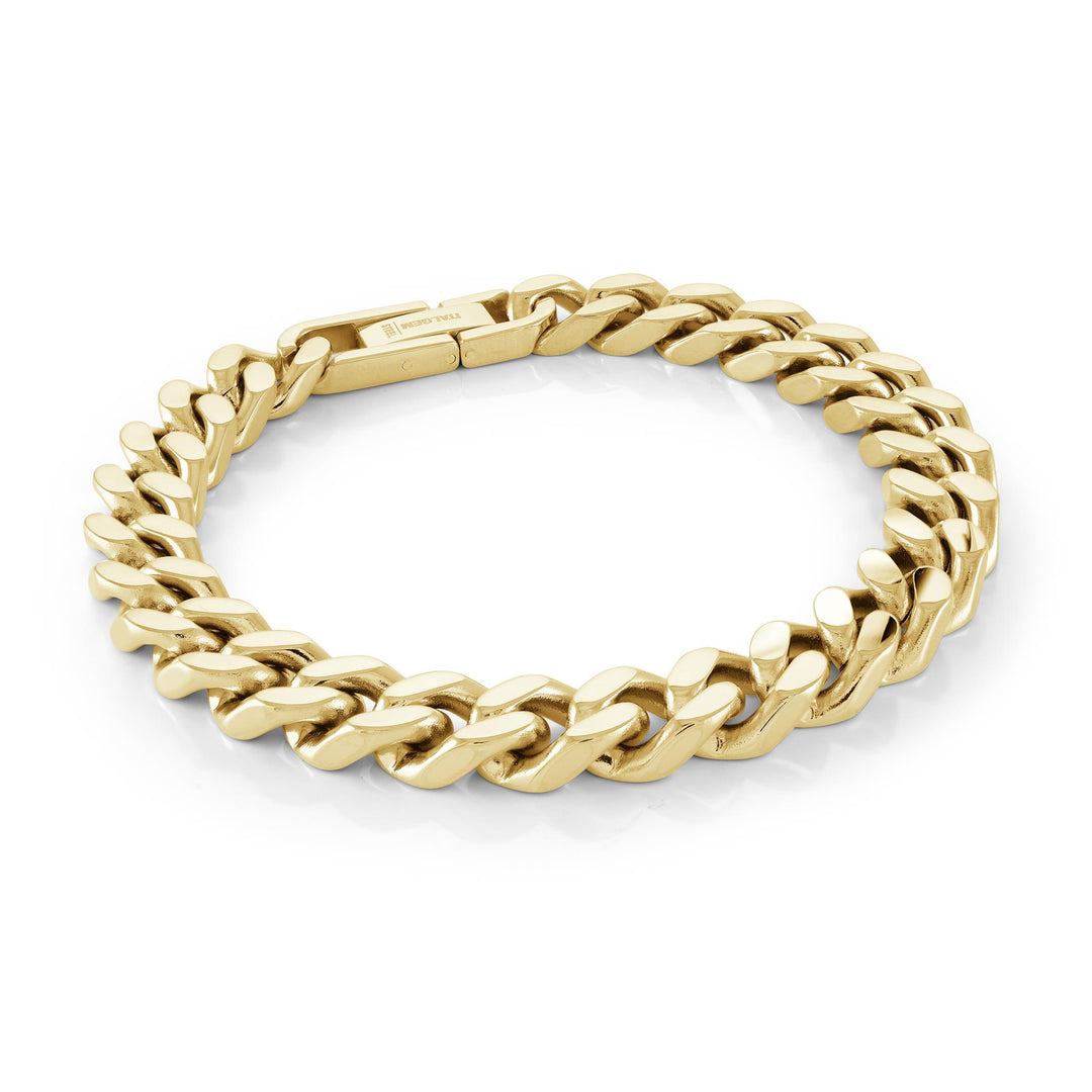 Gold Stainless Steel Curb Bracelet 
Length: 8.5"