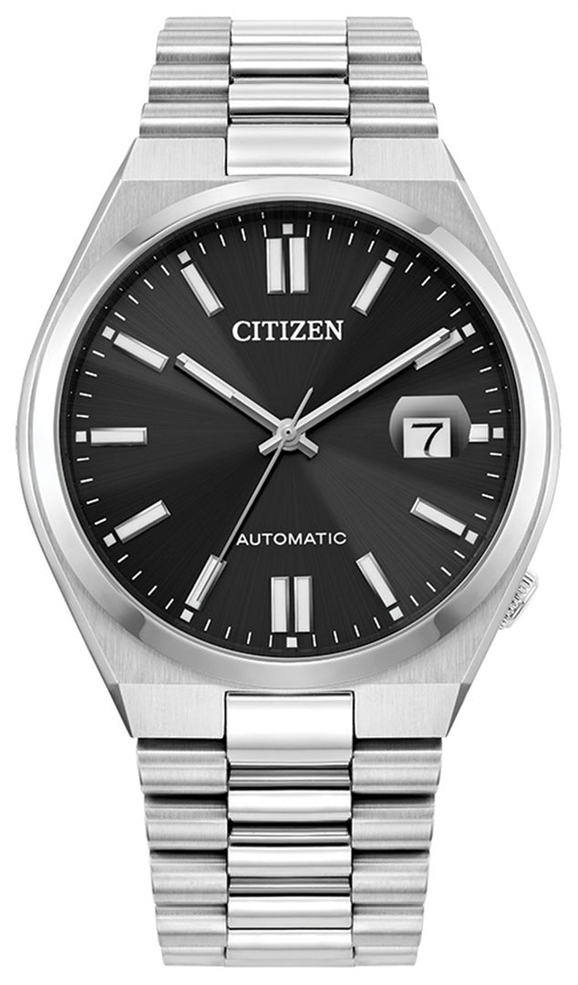 CITIZEN Men's Stainless Steel Automatic Dress Watch with Black Dial