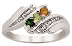 Load image into Gallery viewer, Personalized White Gold Geometric Family Ring 
Number of stones available: 3 - 7
