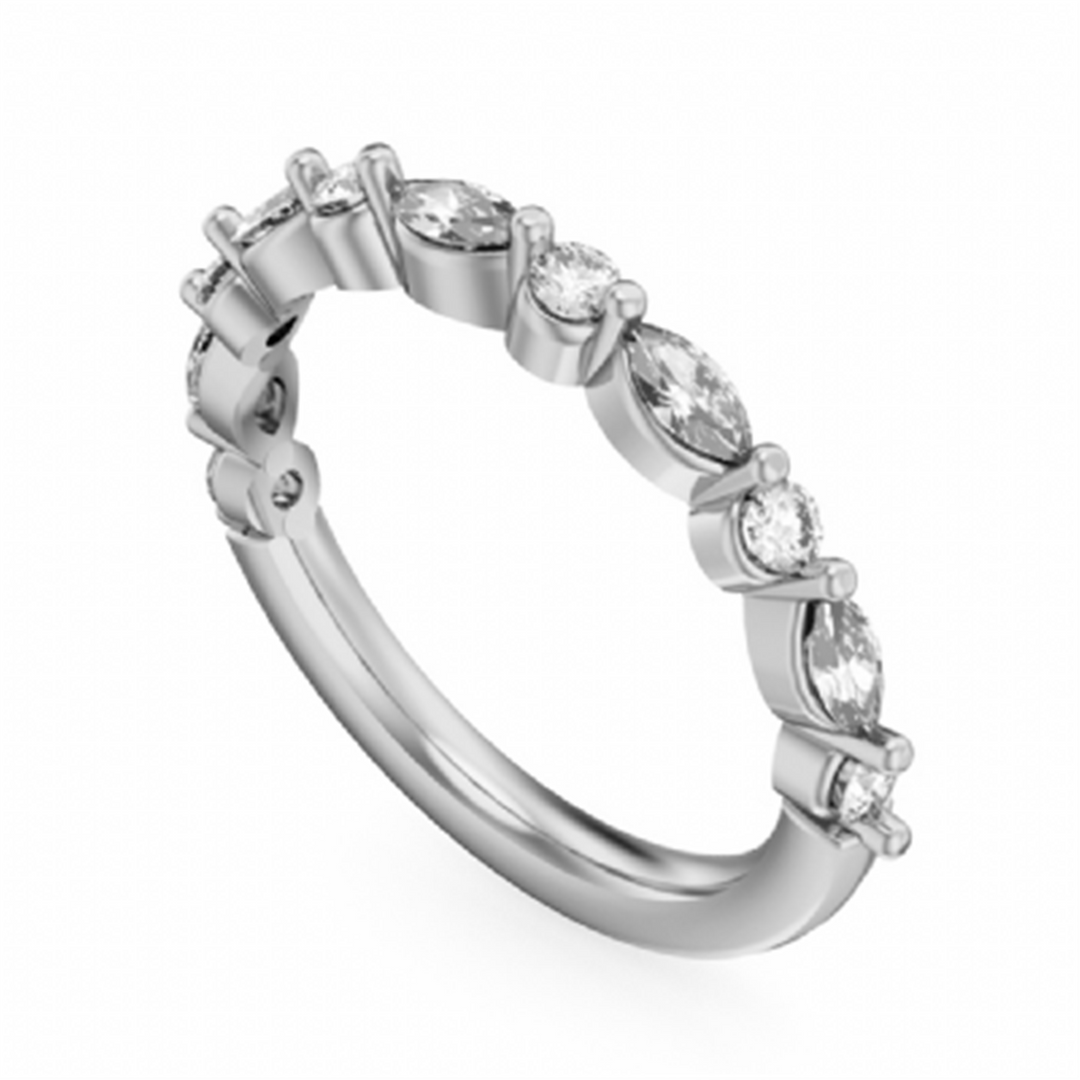Lady's White Gold Floral Diamonds Band
Diamond Shape: Marquise, Round