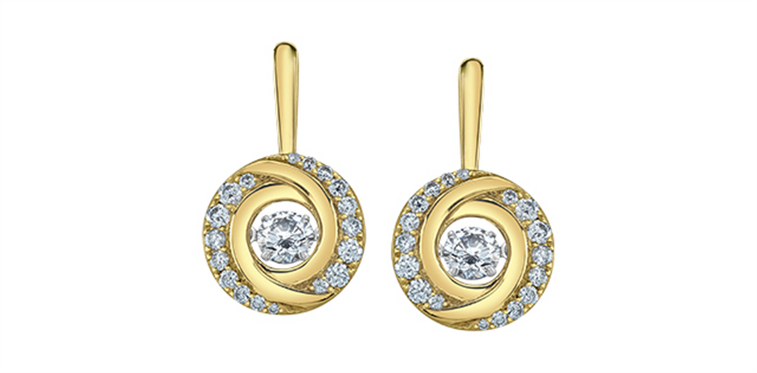 14K Yellow & White Gold Swirl Lab Diamonds Dancing Stone Earrings
Tot
