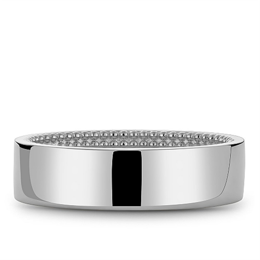 Men's White Gold Flat Band with Polished Finish