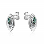 Load image into Gallery viewer, Sterling Silver White Synthetic Green Spinel Stud Earrings with CZ
Fu