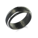 Load image into Gallery viewer, Black Carbon Fibre Satin Domed Band Band with Stainless Steel Inlay 
Width: 8mm
