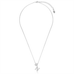 Load image into Gallery viewer, White Sterling Silver Initial "N" Polished Pendant Necklace

PENDANT