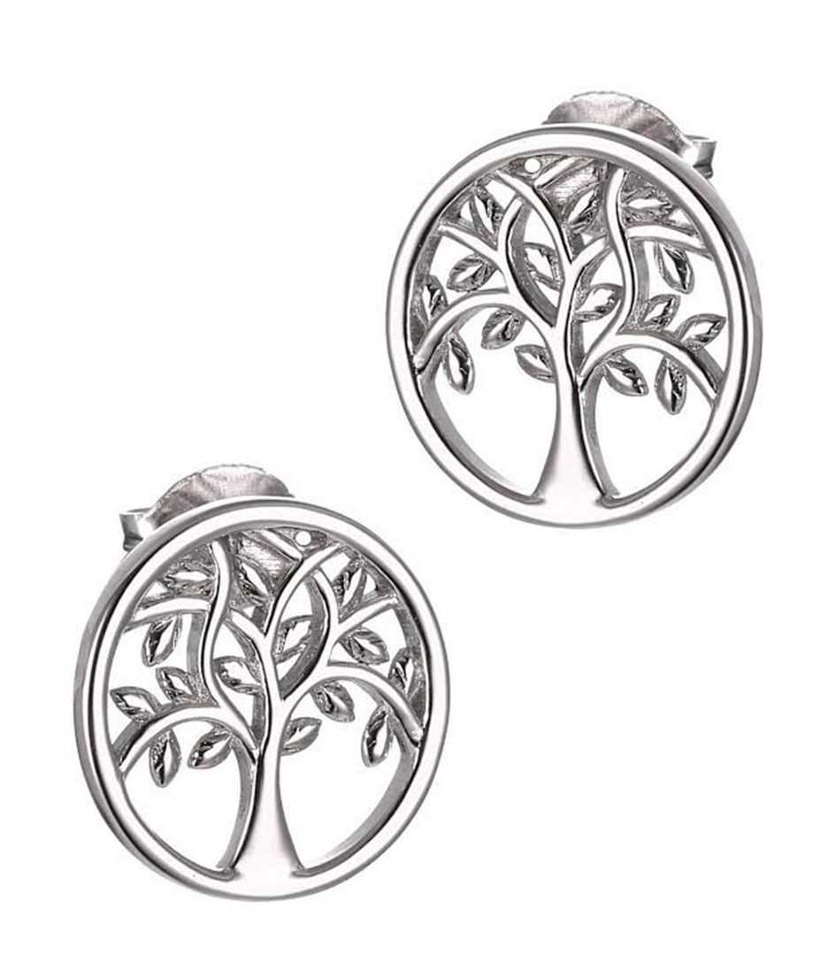 Sterling Silver White Tree of Life Stud Earrings
Full Earring Length: