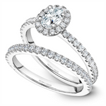 Load image into Gallery viewer, 14K White Gold Halo Oval Diamond Engagement Ring
