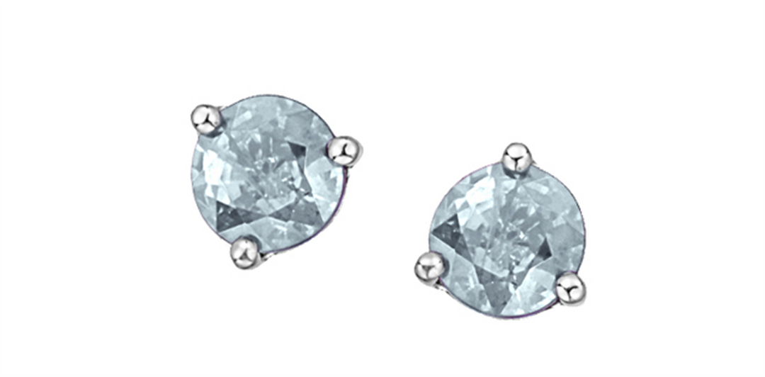 10K White Gold Aquas Stud Earrings