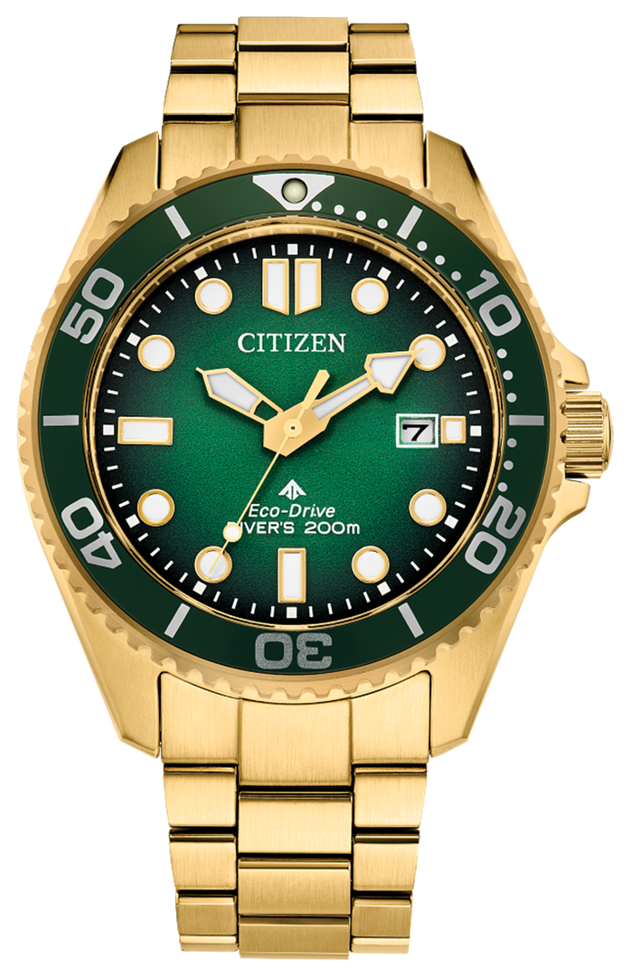 CITIZEN Men's Stainless Steel Solar Divers Watch with Green Dial
Coll