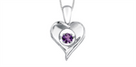 Load image into Gallery viewer, Sterling Silver Gold Heart Amethyst Dancing Stone Pendant Necklace
