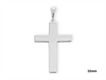 Load image into Gallery viewer, Sterling Silver White Polished Cross Religious Pendant 
Length: 32mm