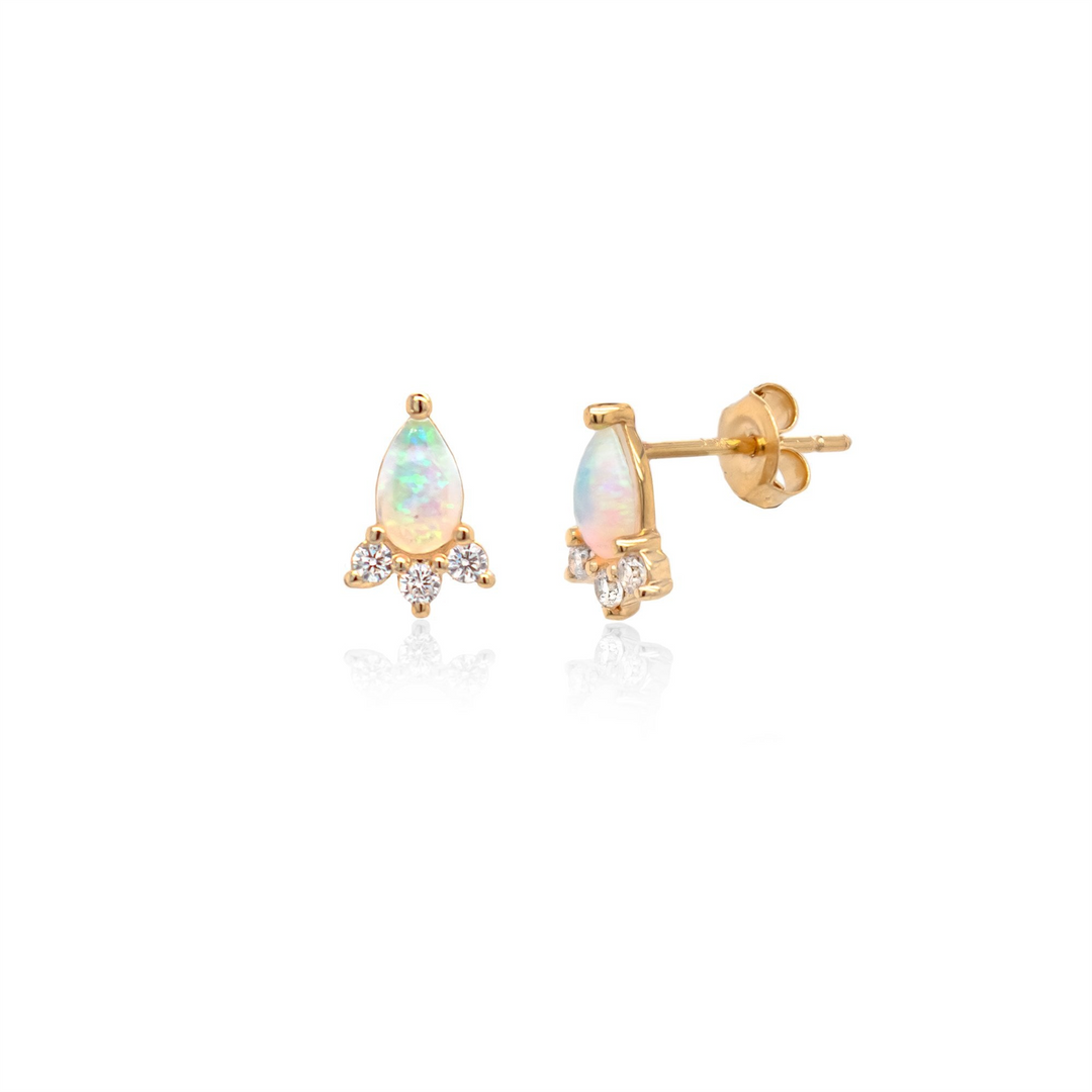 10K Yellow Gold Pear Opal Cubic Zirconiums Stud Earrings
Primary Ston