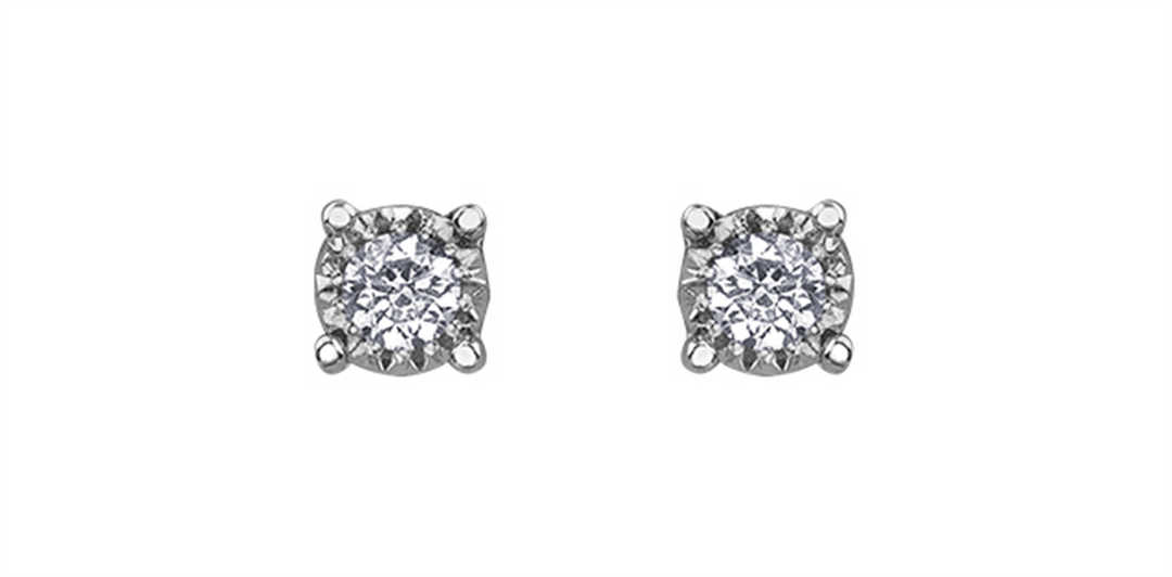 10K White Gold Diamonds Stud Earrings
Total Diamonds: 0.03 I3 I/J 
E