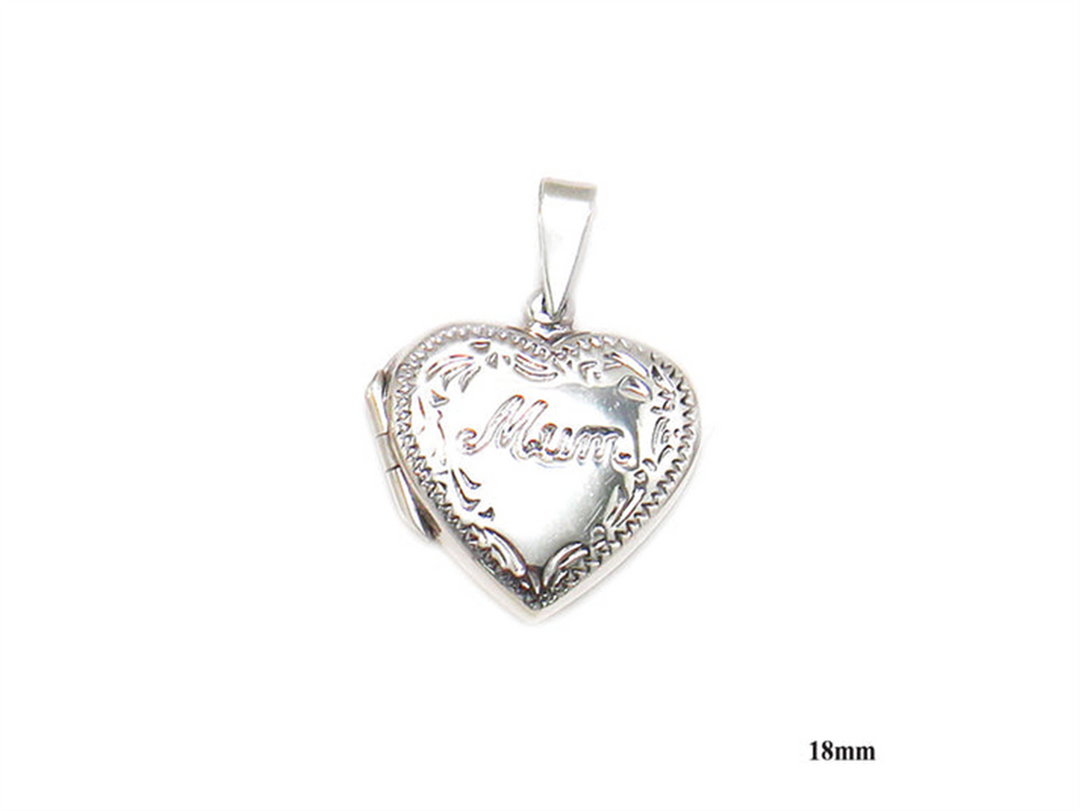 Sterling Silver White Polished Mom Locket Pendant 
Length: 27mm