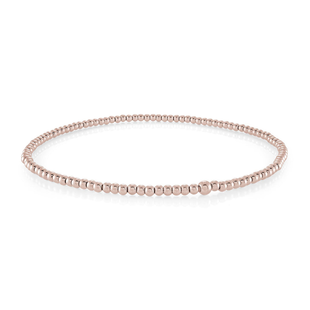 Rose Stainless Steel Ball Stretch Anklet 
Length: 9"
Width: 3mm
Fin