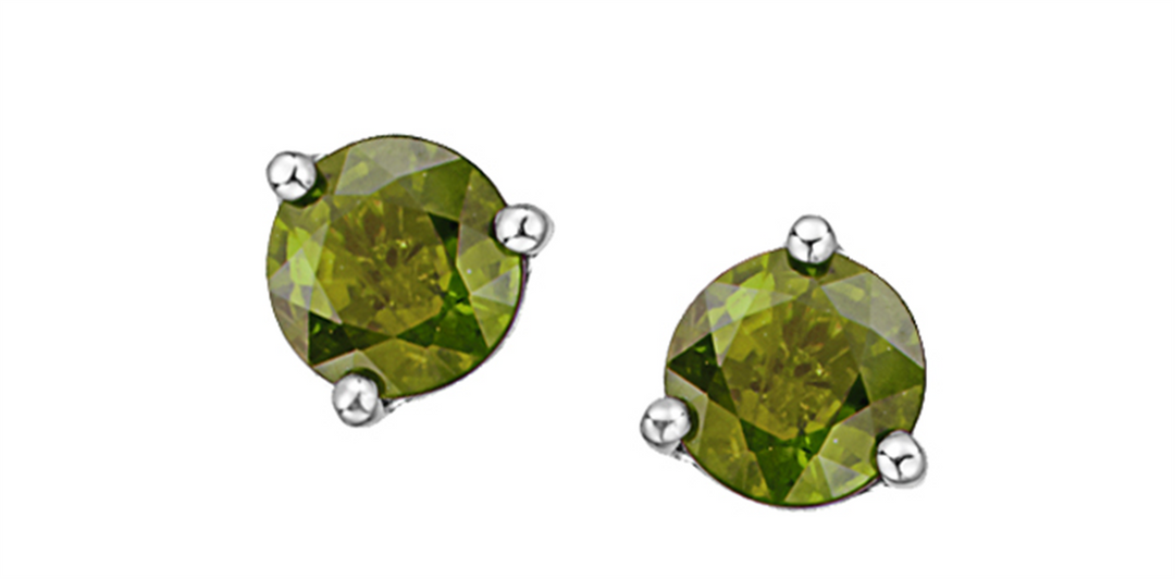 10K White Gold Peridot Stud Earrings