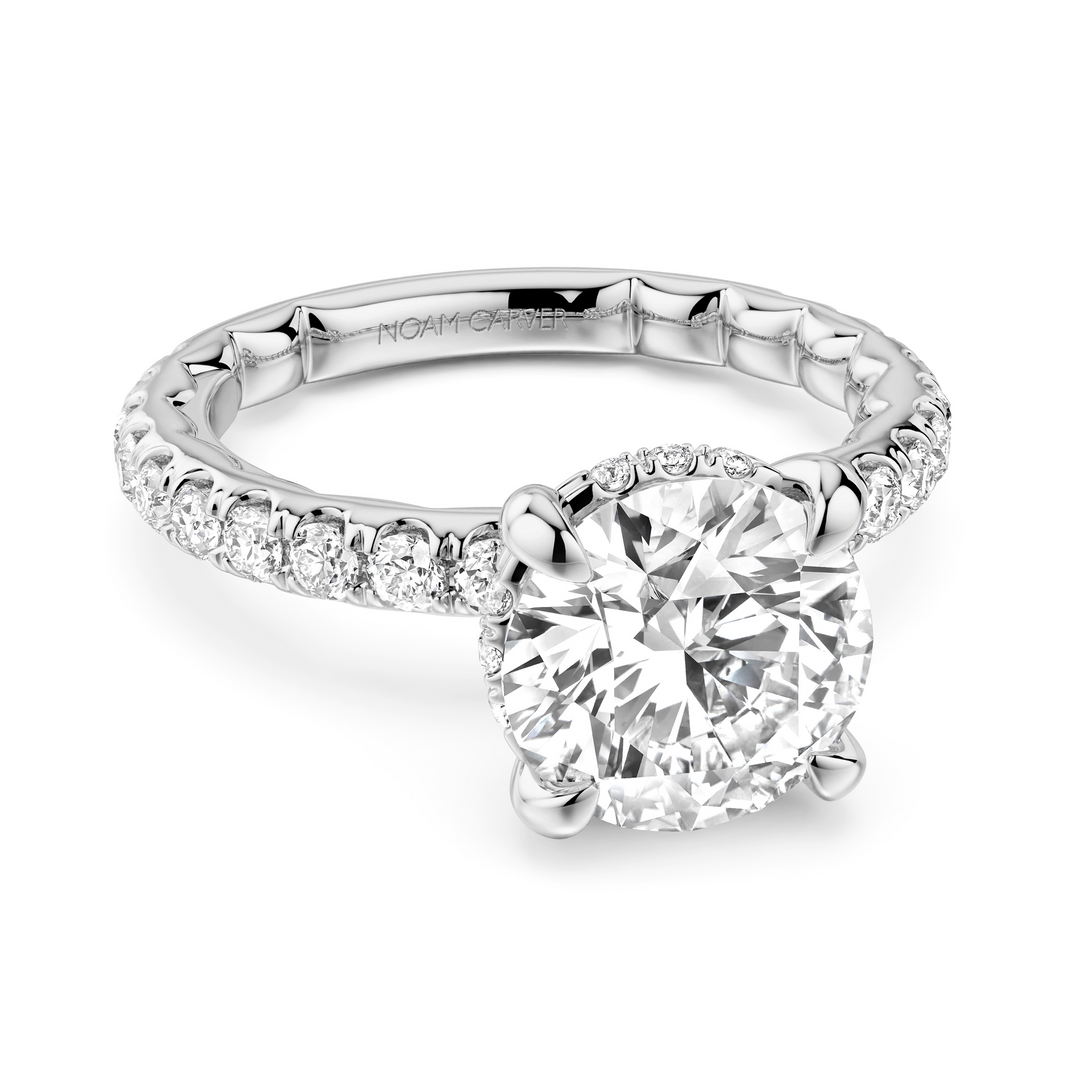 White Gold Hidden Halo Diamond Engagement Ring Semi-Mount
Fits Centre