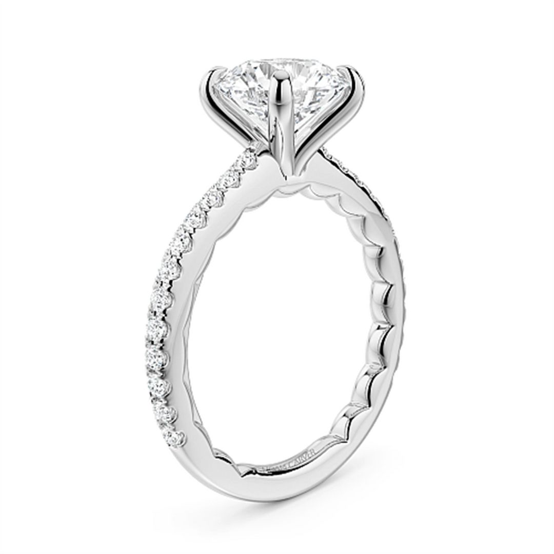 White Gold Side Stones Diamond Engagement Ring Semi-Mount
Fits Centre