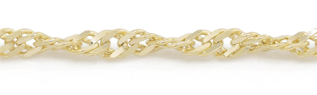 10K Yellow Gold Solid Singapore Chain 
Length: 24"
Width: 1.5mm
Fin