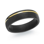 Load image into Gallery viewer, Black Carbon Fibre Satin Domed Band Band with Stainless Steel Inlay 
Width: 6mm
