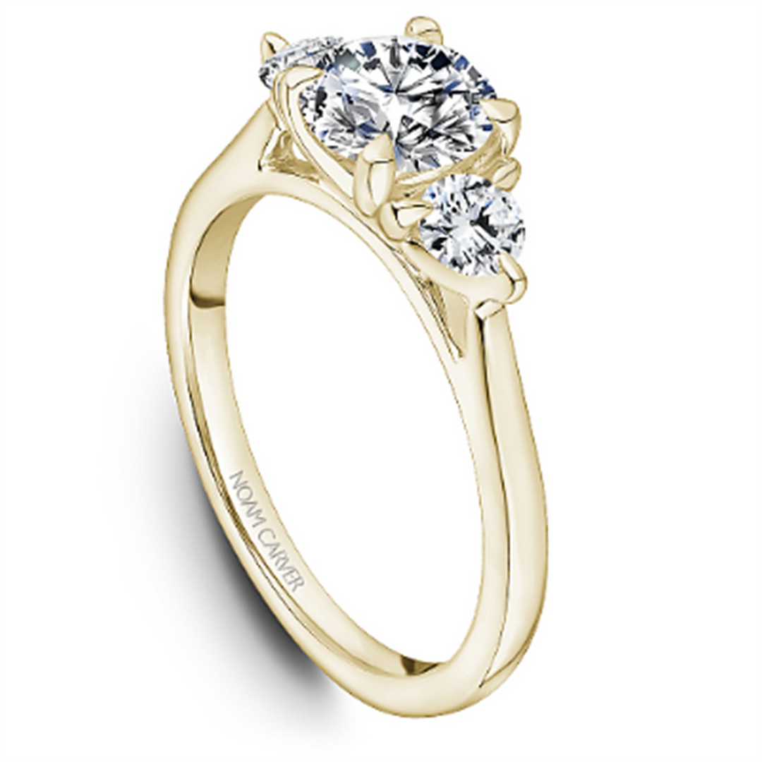 Yellow Gold 3 Stone Diamond Semi-Mount