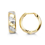 Load image into Gallery viewer, Kid&#39;s 10K Yellow &amp; White Gold Diamond Cut Huggie Earrings
Collection: Huggies
