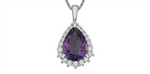 Load image into Gallery viewer, 10K White Gold Pear Polished Amethyst Diamonds Pendant Necklace

PEN
