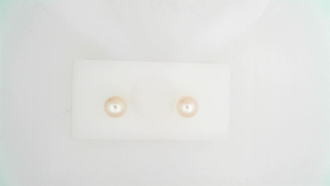 14K White Gold Round Pearls Stud Earrings