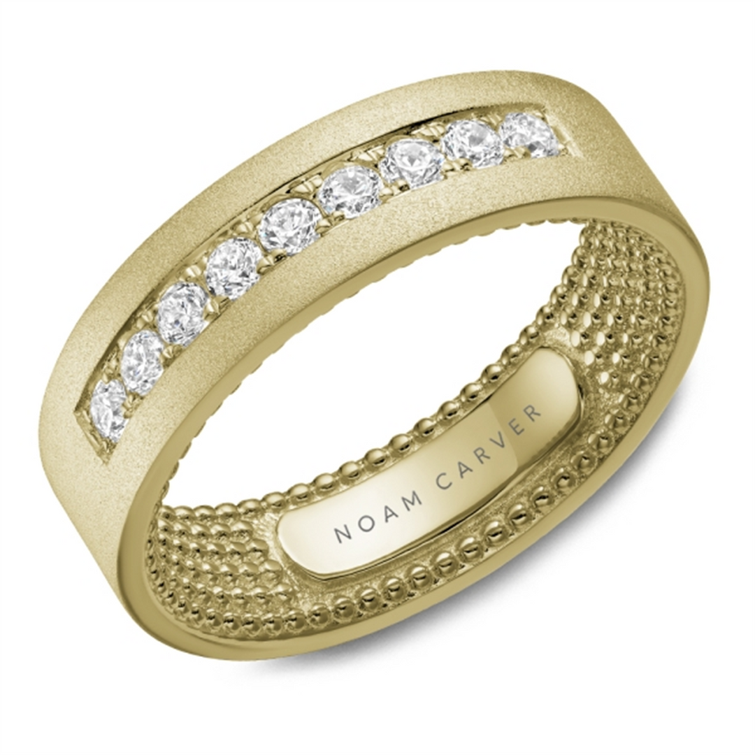 Men's Yellow Gold Flat Diamond Band