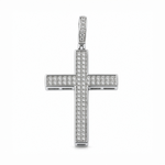 Load image into Gallery viewer, White Sterling Silver Cross Religious Pendant with Lab Diamond 
Lengt