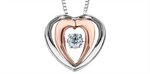 Load image into Gallery viewer, 10K Rose &amp; White Gold Diamond Heart Dancing Stone Pendant Necklace
