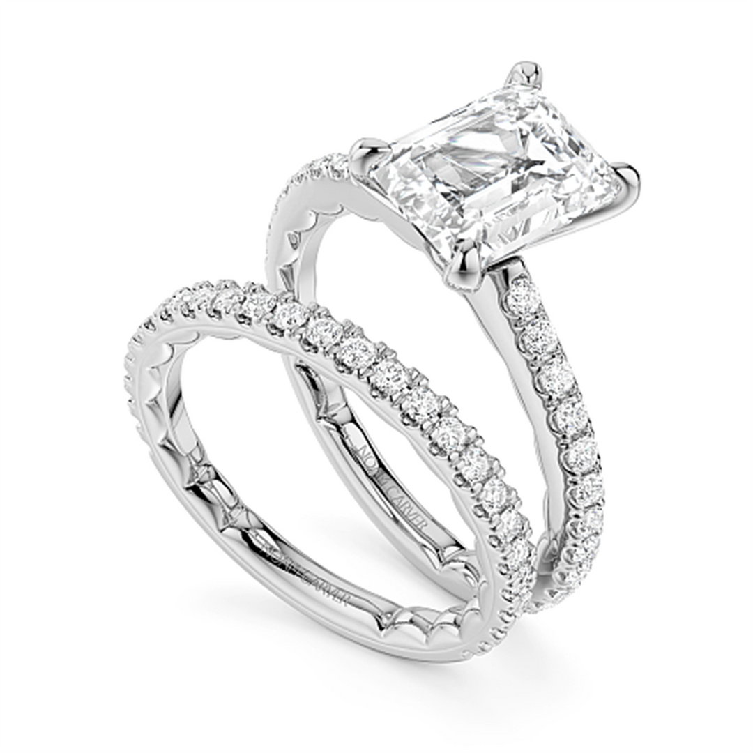 White Gold Side Stones Diamond Engagement Ring Semi-Mount
Fits Centre