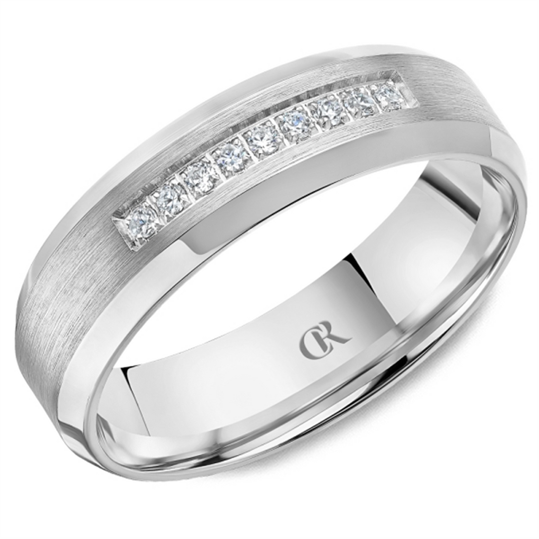 Men's White Gold Bevel Diamond Band 
Total Diamonds: 0.05cttw
Top Wi