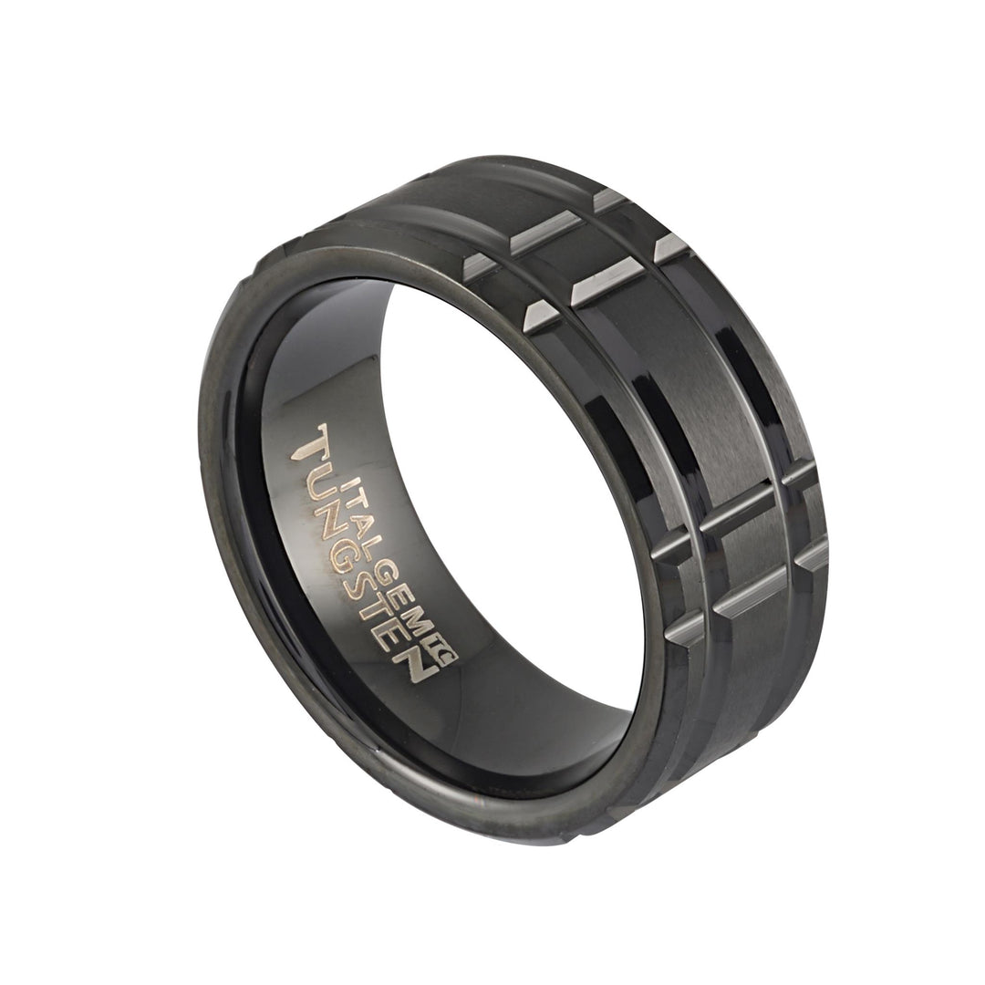 Black Tungsten Matte' Bevel Band Band 
Width: 8mm