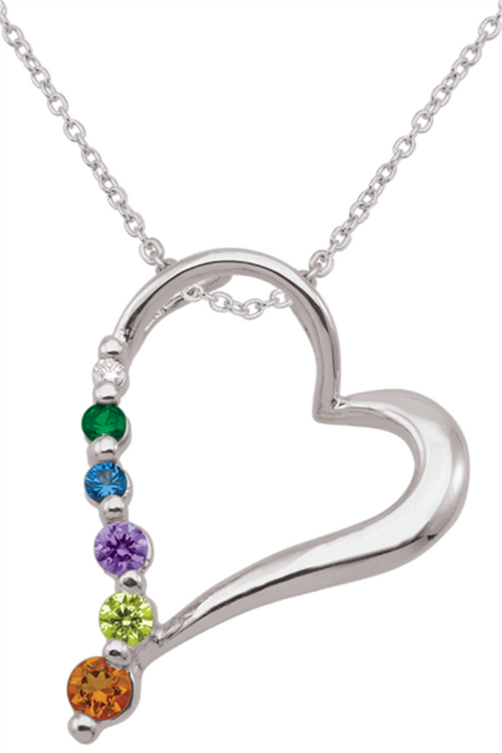 Personalized White Gold Heart 
Number of stones available: 1 - 6