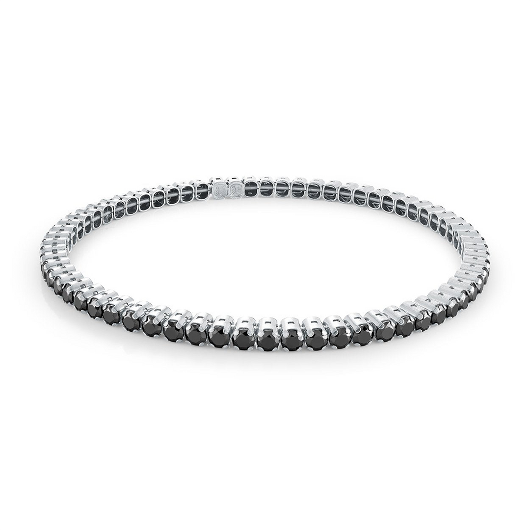 Sterling Silver Black CZ Flex Tennis Bracelet 
Top Width: 3.4mm
Leng