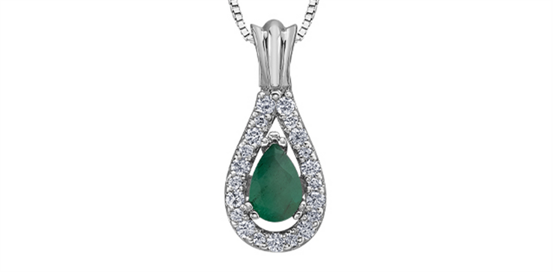 10K Yellow Gold Pear Polished Emerald Diamonds Pendant Necklace

PEN