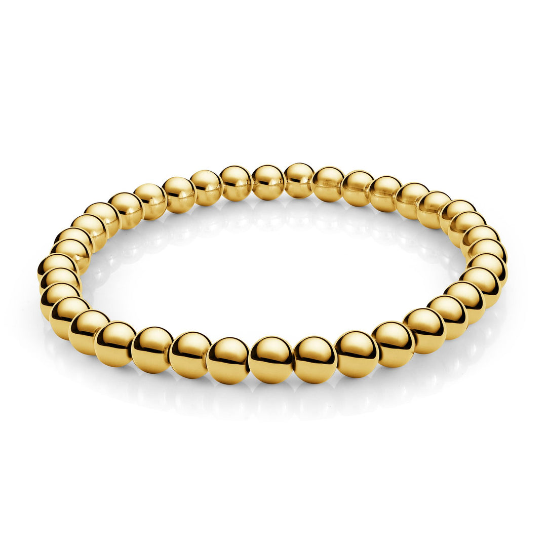 Gold Stainless Steel Ball Strech Bracelet 
Length: Small
Width: 6mm