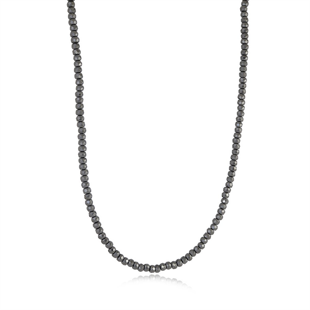 Gun-Metal Grey Hematite Chain 
Length: 22"
Width: 3mm
Finish: Diamo