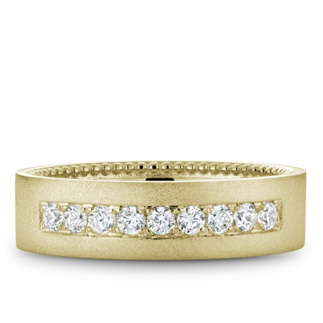 Men's Yellow Gold Flat Diamond Band