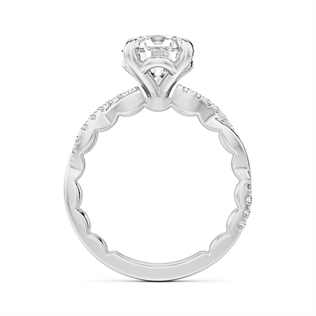 14K White Gold Intertwined Diamond Engagement Ring Semi-Mount
Fits Ce