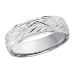 Load image into Gallery viewer, Men&#39;s 10K White Gold Domed with Milgrain Band with Diamond Cut Finish
